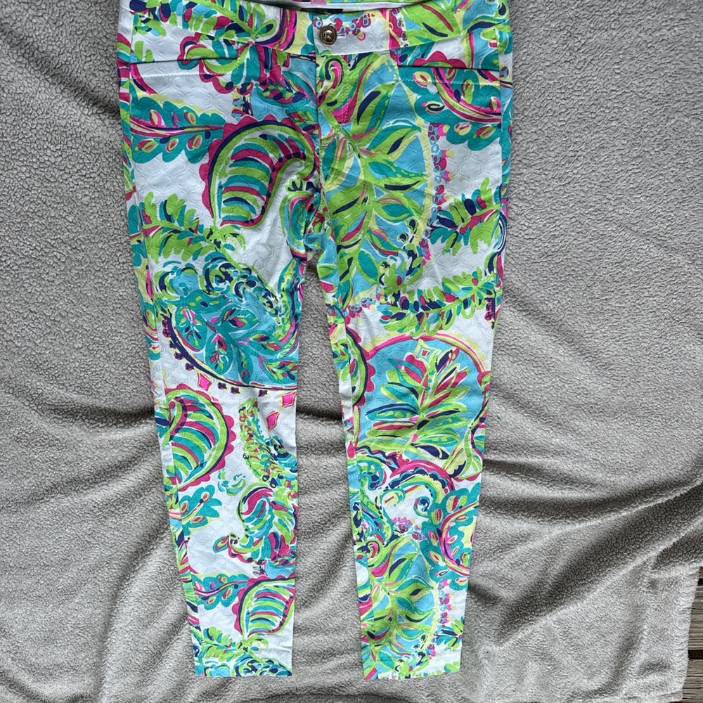 Lilly Pulitzer Multicolor Paisley Skinny Pants - Turquoise, Pink, Lime